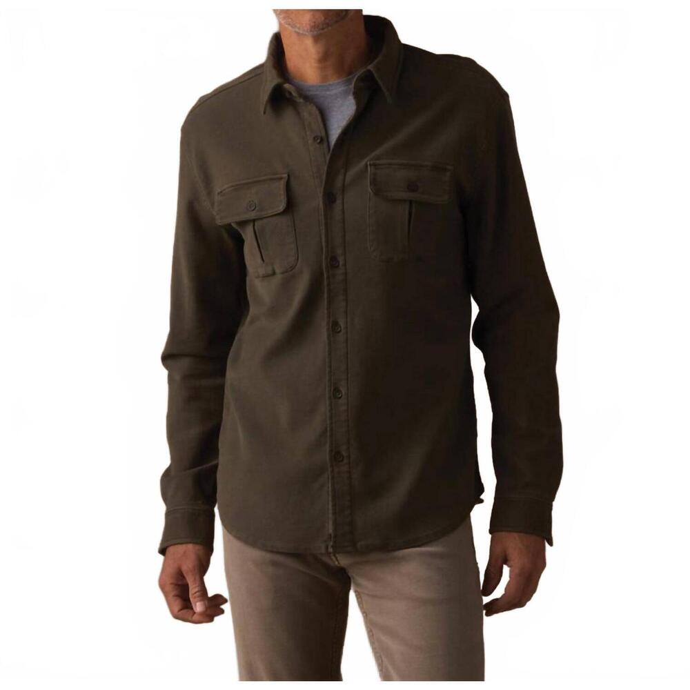 NEW THE NORMAL BRAND comfort terry shirt jacket in olive